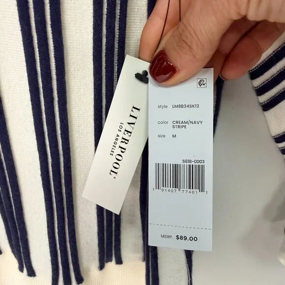 LIVERPOOL LOS ANGELES | Navy Striped Dolman Top – Size M NWT - Picture 9 of 12